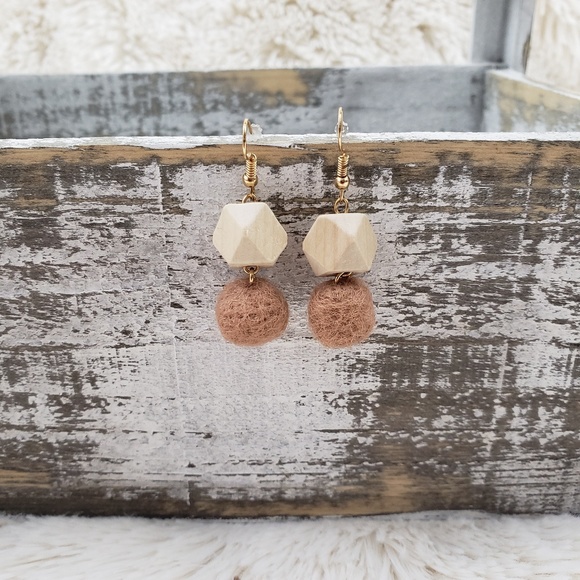 Pom Dangle Earrings - Picture 2 of 2